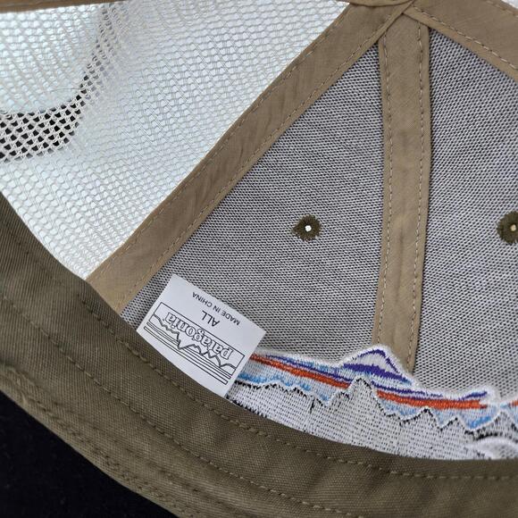 Patagonia Fitz Roy Trout Trucker Hat One Size Adjustable Brown Khaki Cap Hats - Picture 8 of 8